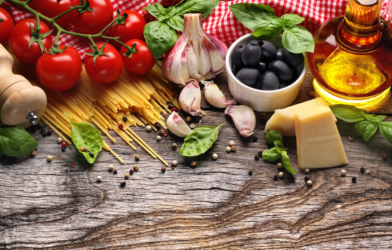 Фото обои еда, сыр, овощи, маслины, чеснок, продукты