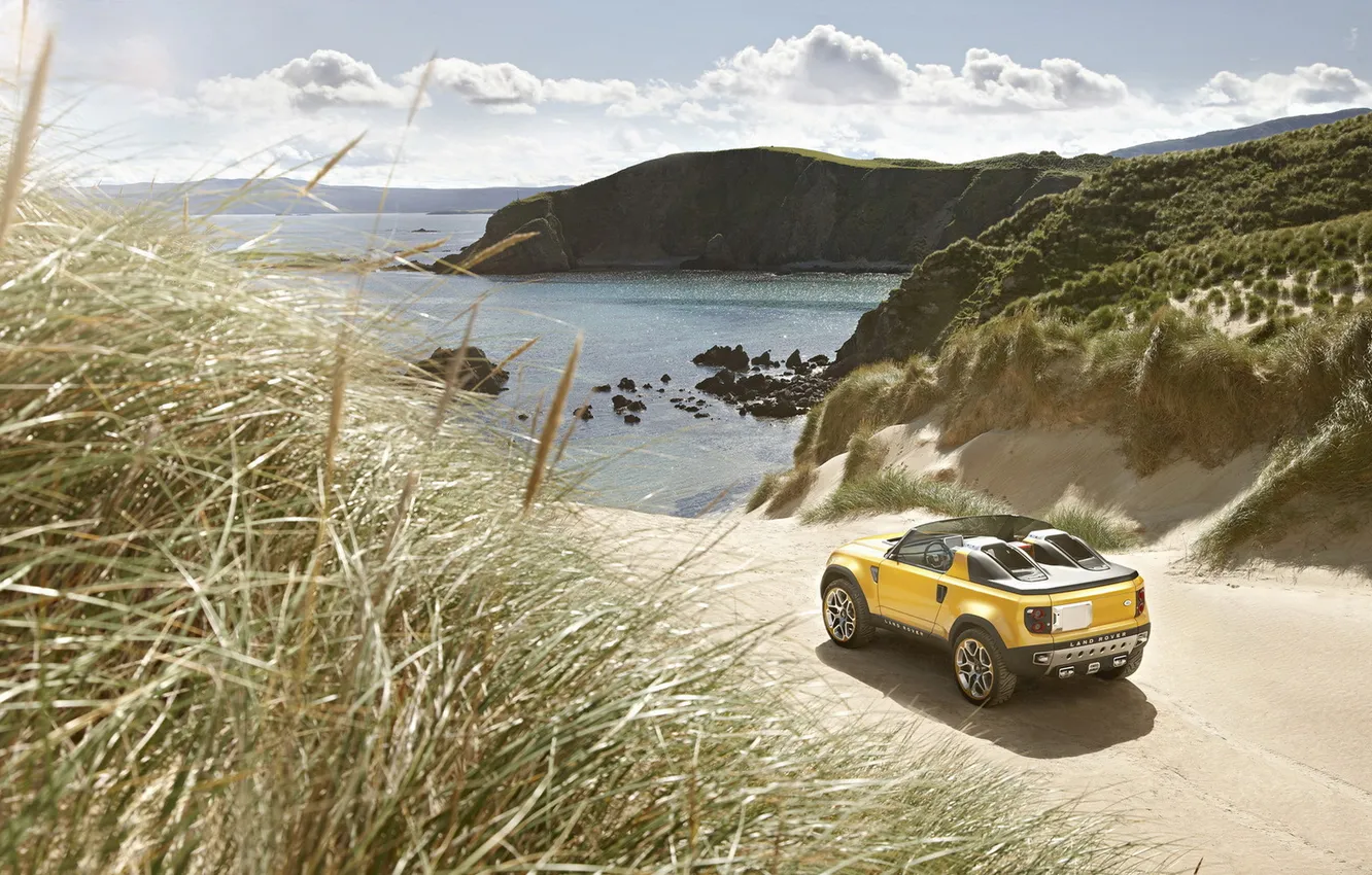 Фото обои море, Concept, трава, побережье, Land Rover, ленд ровер, DC100 Sport