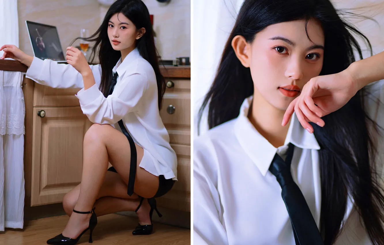 Фото обои Beautiful, Asian, Model, Woman, Cute, Pretty, High Heels, Petite