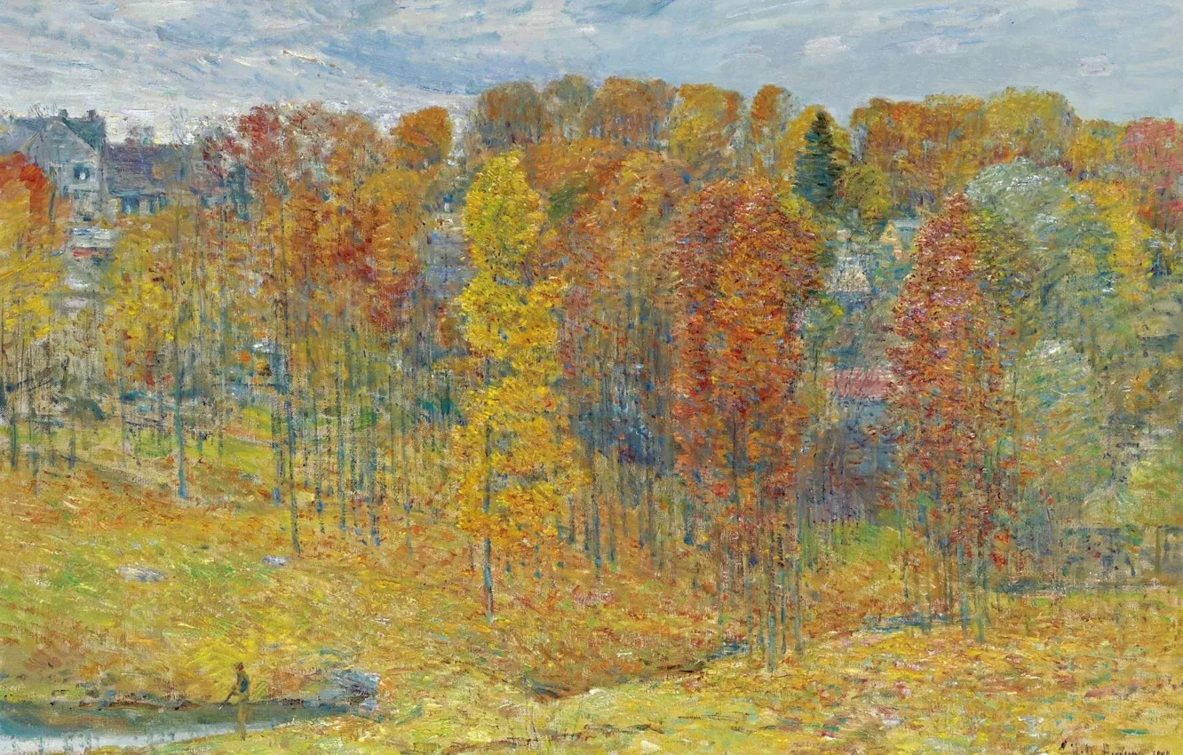 Фото обои пейзаж, картина, Осень, Frederick Childe Hassam, Чайльд Гассам