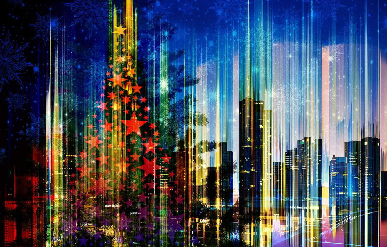 Фото обои город, праздник, рождество, Новый Год, skyline