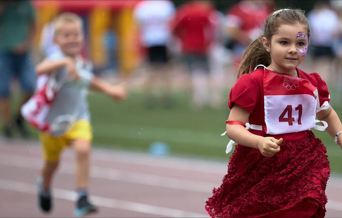 Фото обои спорт, скорость, мальчик, бег, девочка, girl, двое, two