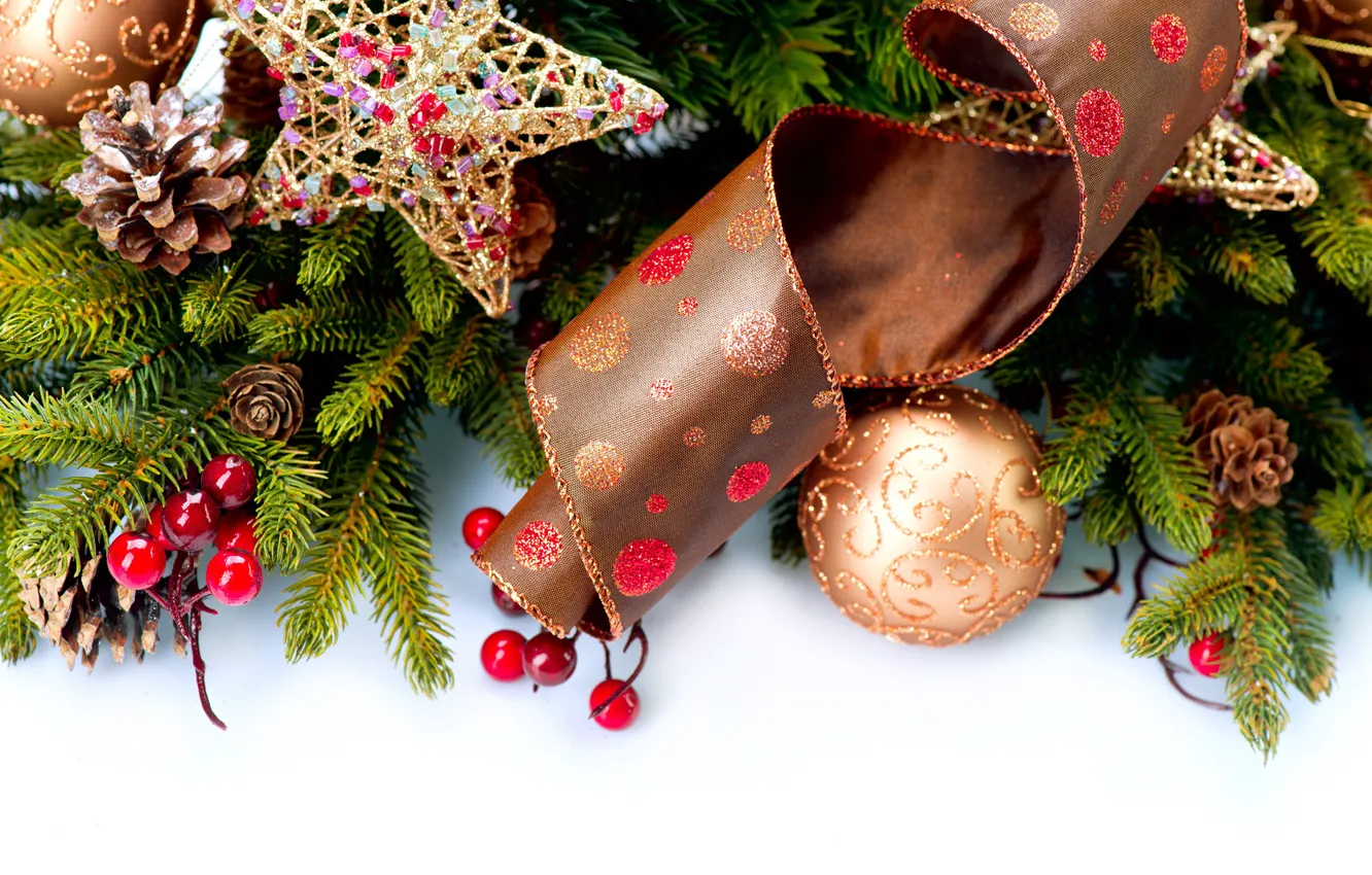 Фото обои украшения, ветки, Новый Год, Рождество, хвоя, открытка, шаблон
