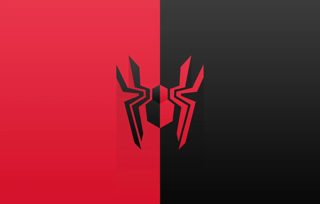 Фото обои паук, логотип, Человек-Паук, красно-черное, Spiderman Minimal