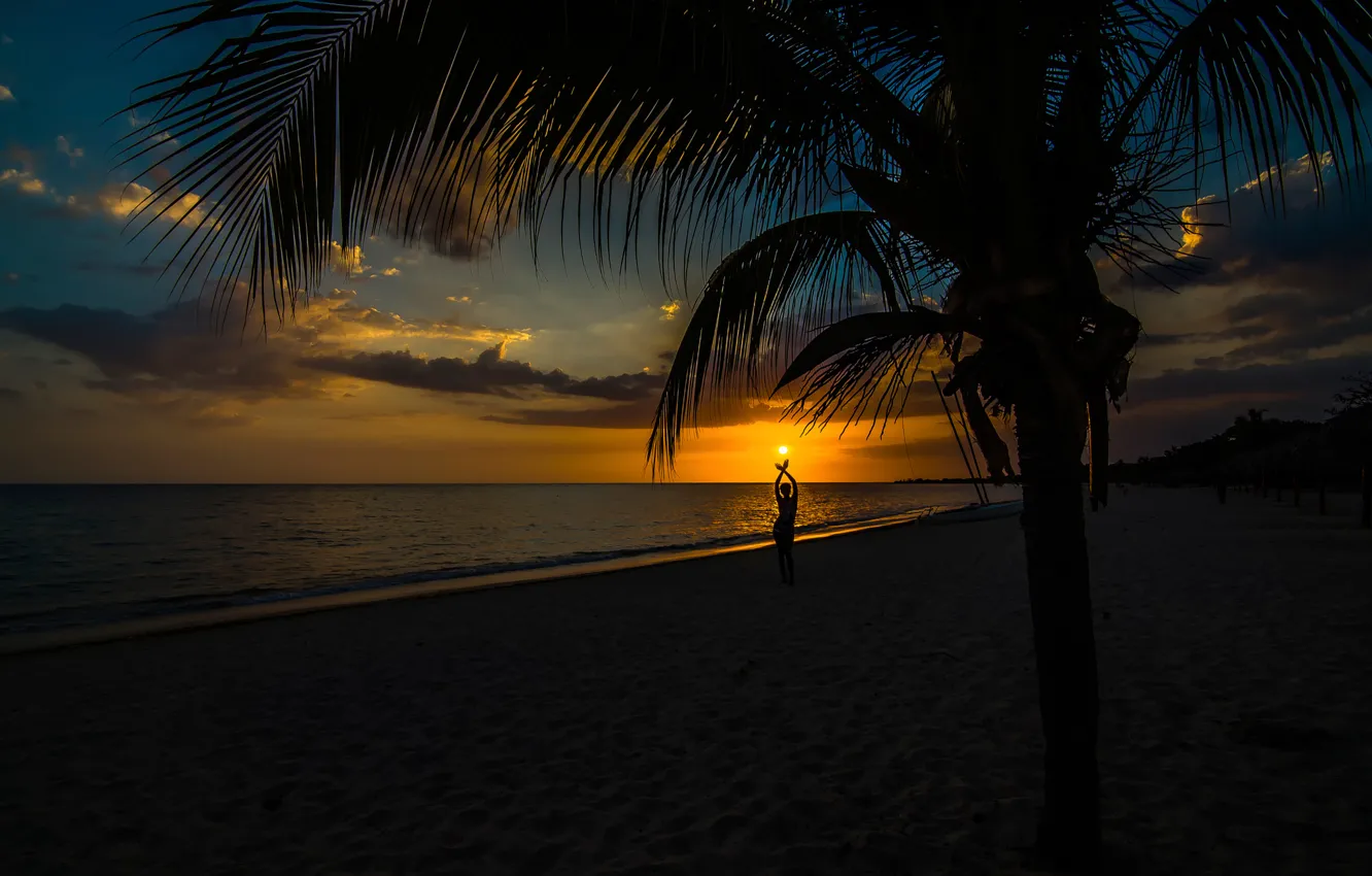 Фото обои пляж, солнце, силуэт, Куба, Life is beautiful, Trinidad