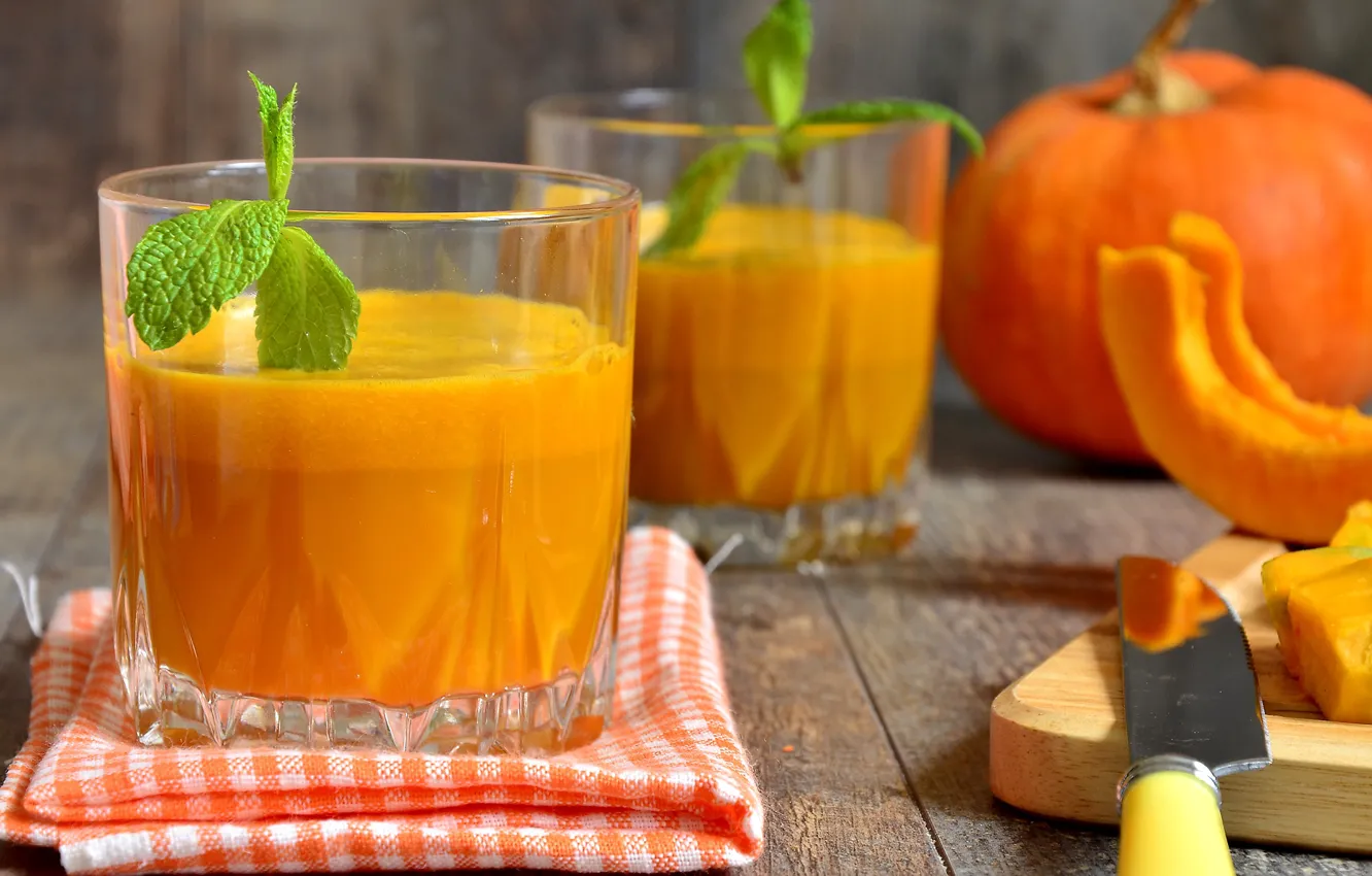 Фото обои сок, тыква, juice, овощи, мята, pumpkin, soup, mint