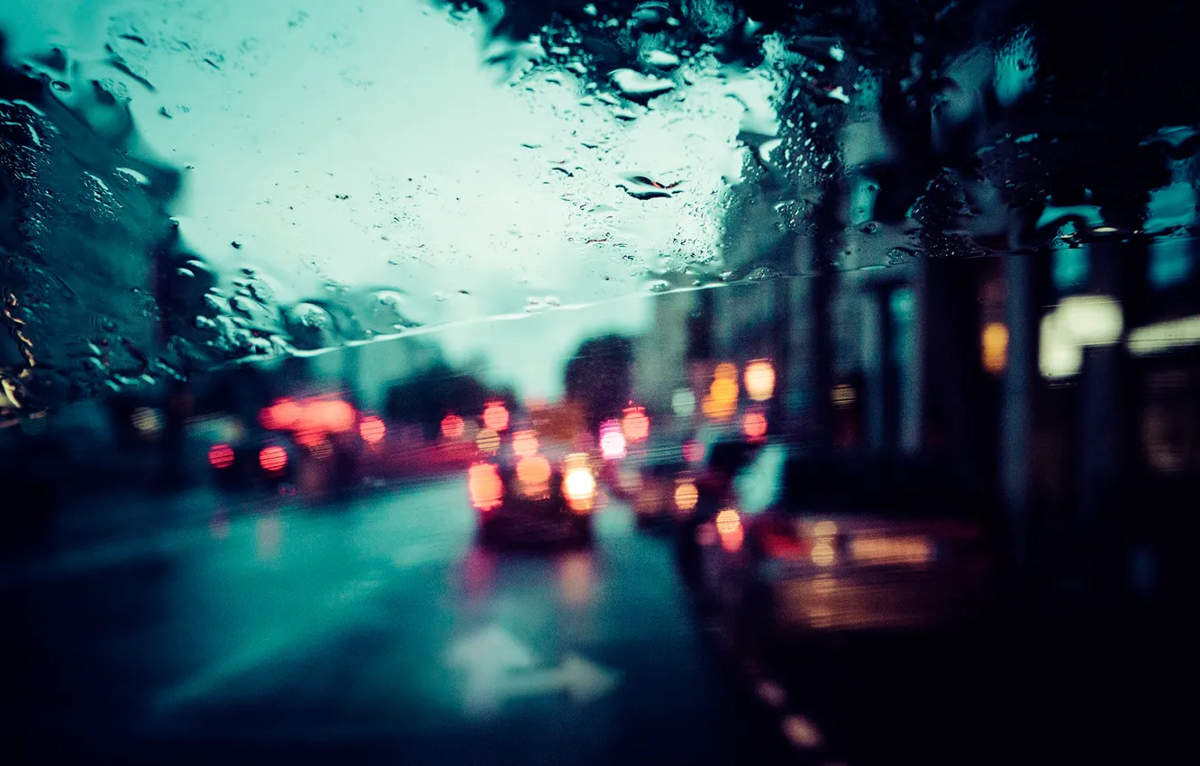 Фото обои стекло, город, дождь, улица, Париж