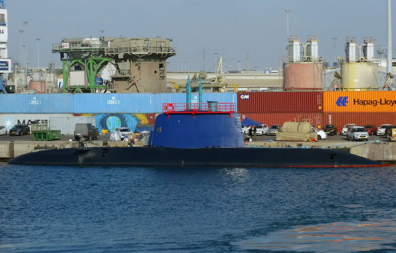 Фото обои субмарина, дельфины, Израиля