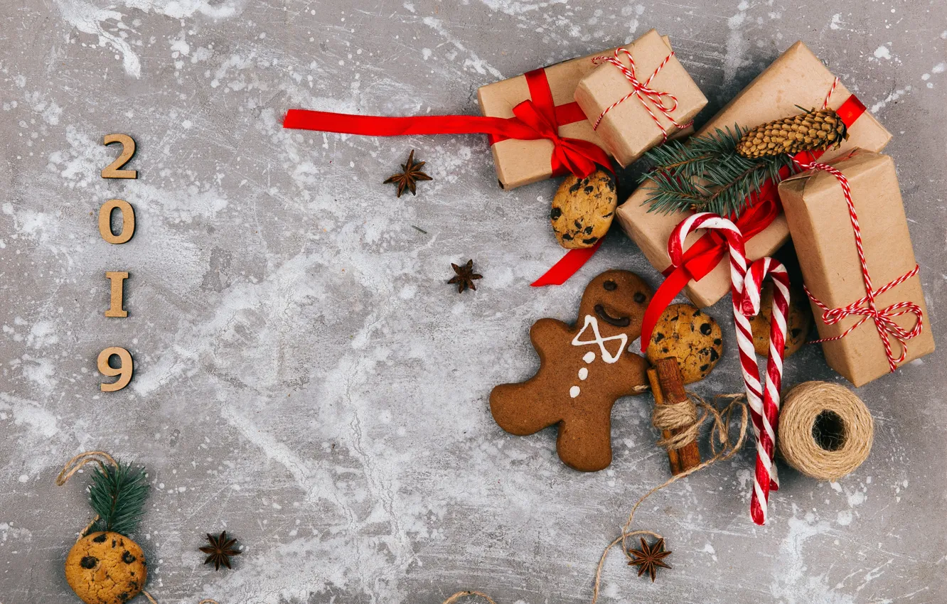 Фото обои украшения, Новый Год, печенье, Рождество, подарки, Christmas, New Year, gift