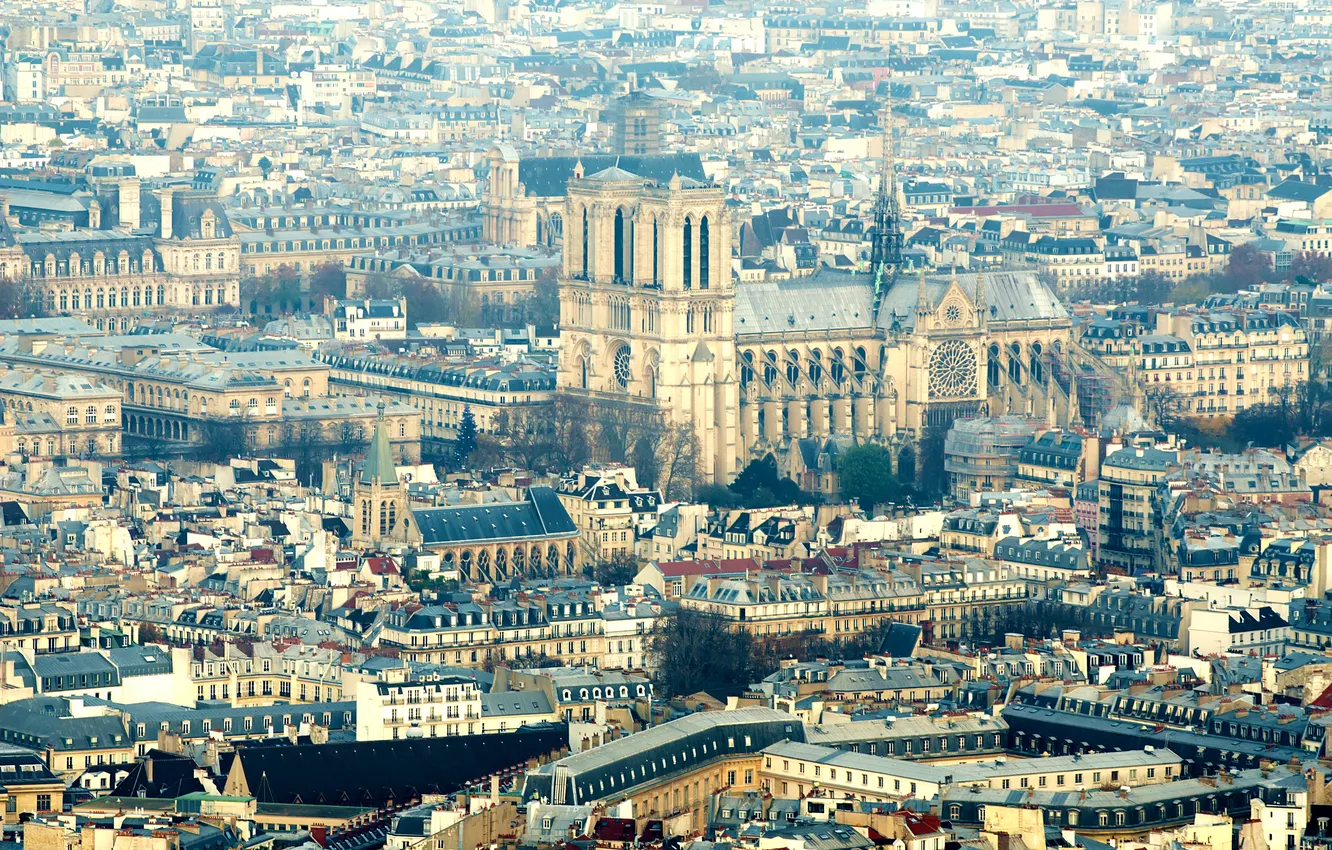 Фото обои Франция, Париж, панорама, мегаполис