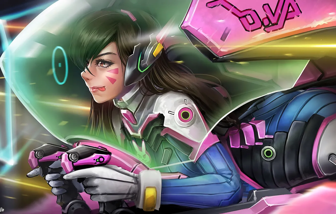 Фото обои girl, game, mecha, pretty, Overwatch, D.Va