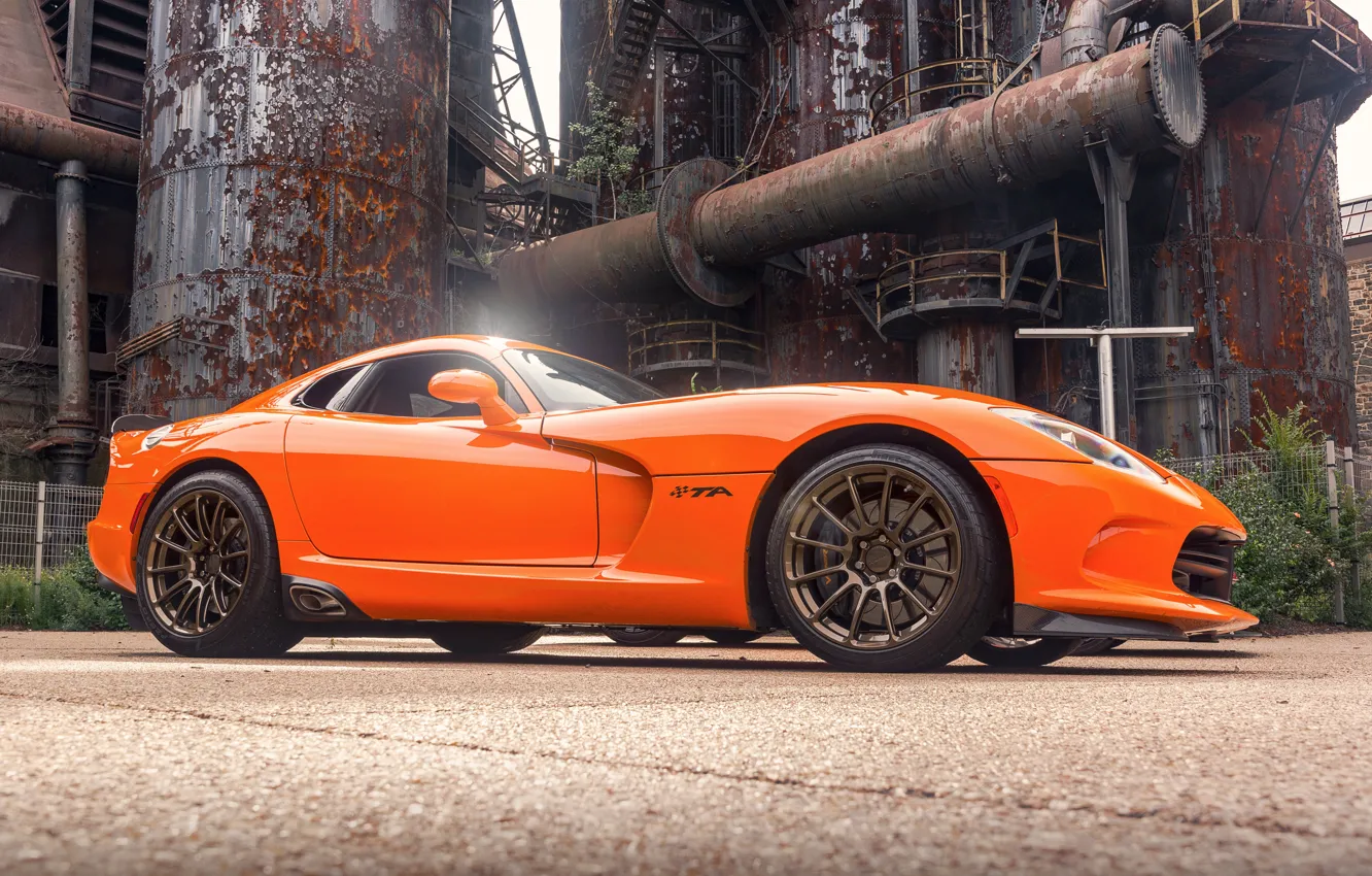 Фото обои оранжевый, спорткар, Viper, Dodge Viper