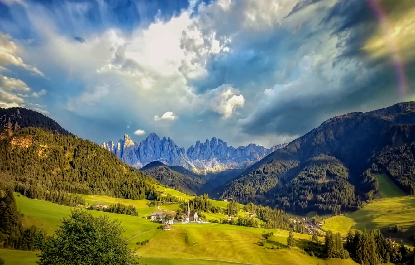 Фото обои горы, долина, Италия, Доломитовые Альпы