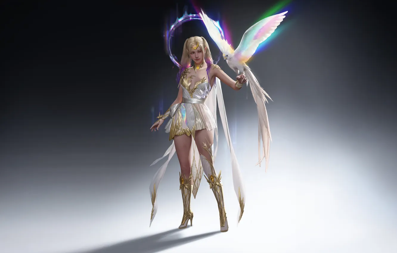 Фото обои girl, fantasy, bird