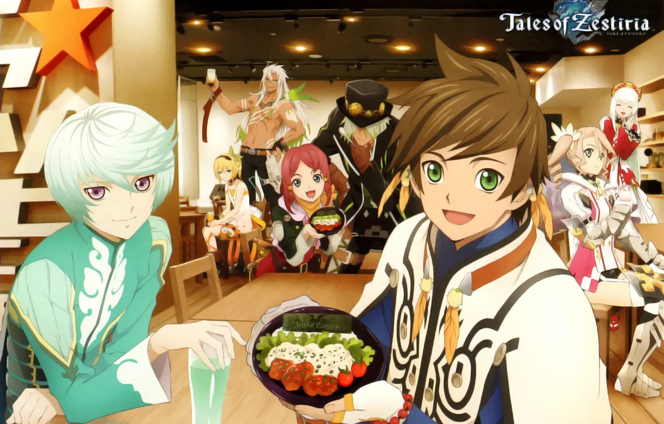 Фото обои аниме, кафе, персонажи, Tales of Zestiria