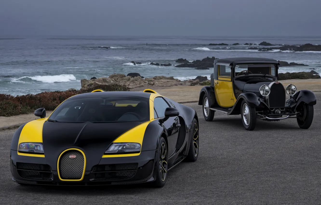 Фото обои Bugatti, Veyron, на берегу, 2014, Veyron Grand Sport Roadster Vitesse One Of One