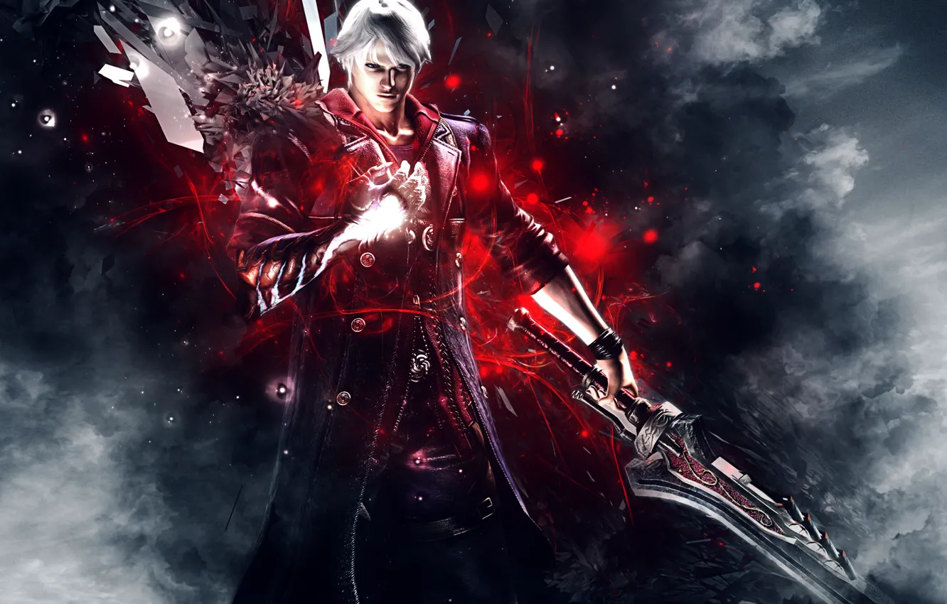 Фото обои Abstract, DMC 4, Capcom, Nero, Background, Devil May Cry 4, DmC, Sword