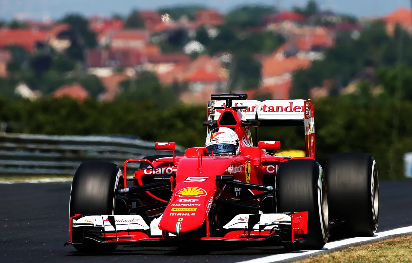 Фото обои Ferrari, Formula 1, Vettel, Передок, 2015, SF15T, Прямая
