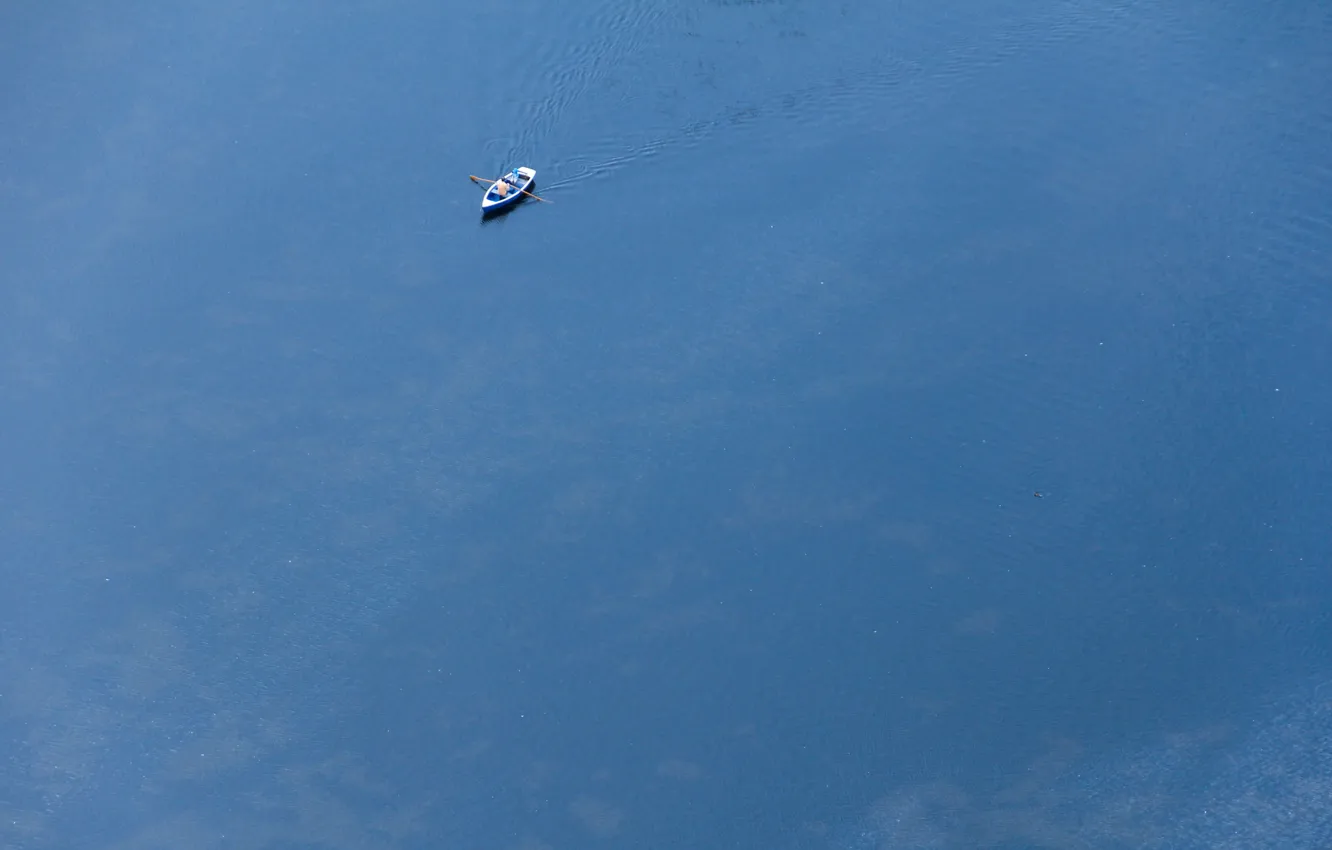 Фото обои вода, лодка, минимализм