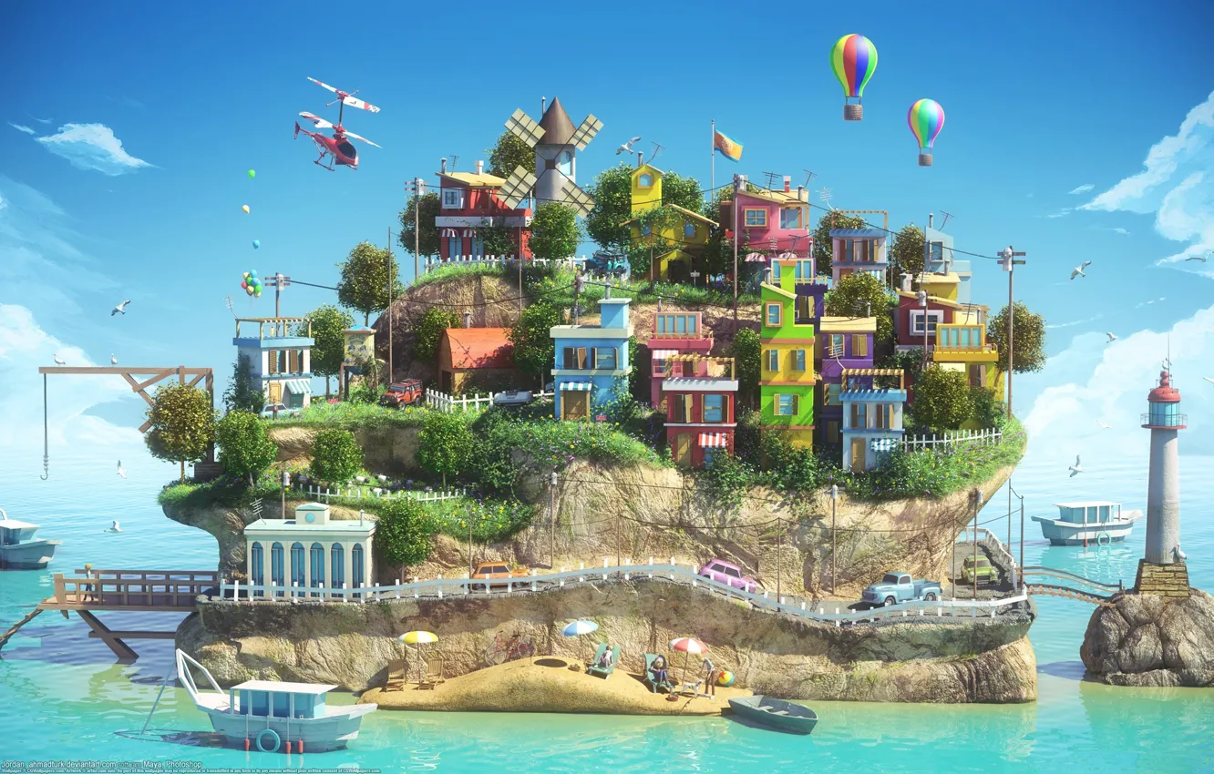Фото обои art, island, deviantart