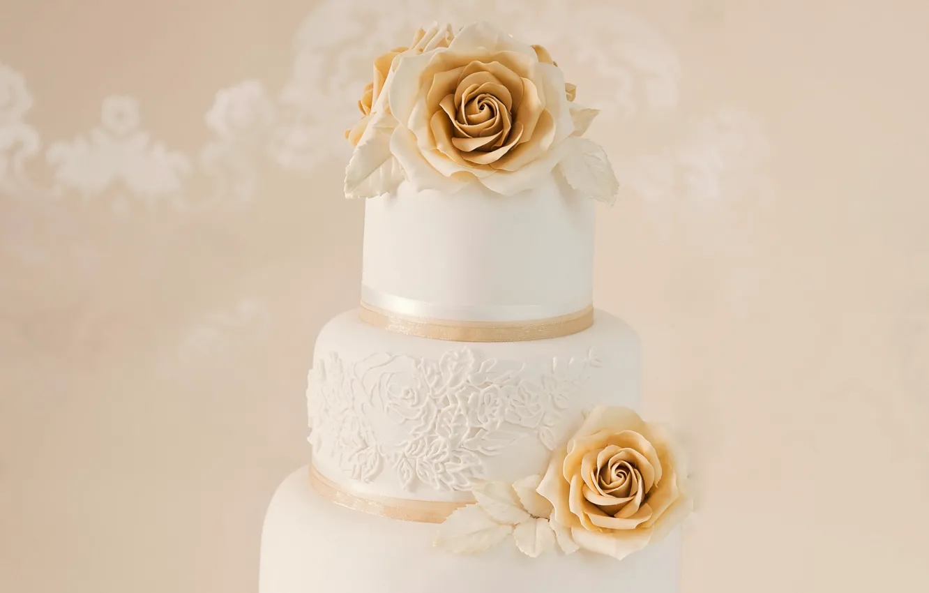 Фото обои крем, свадьба, свадебный торт, многоэтажный торт, украшение цветами