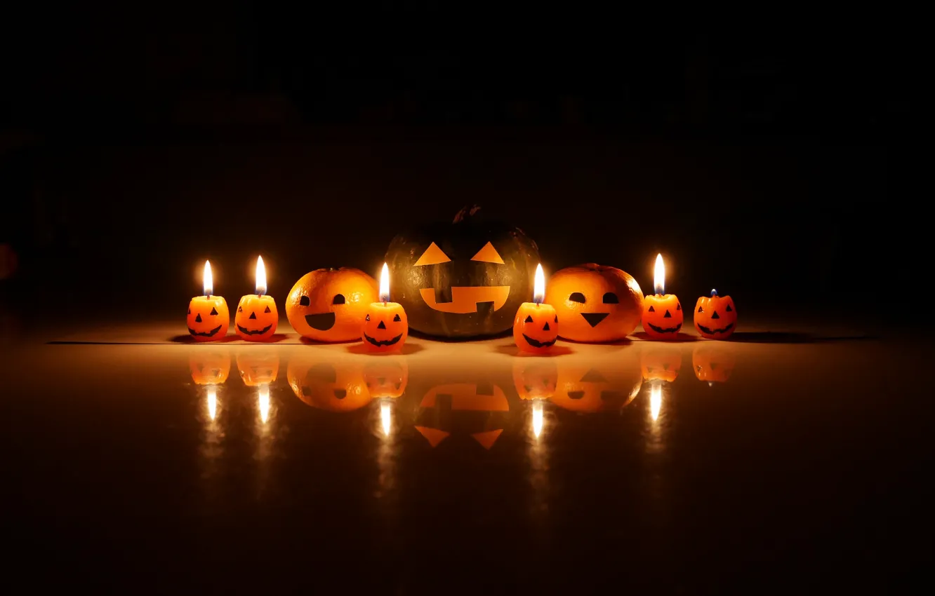 Фото обои праздник, тыквы, Halloween