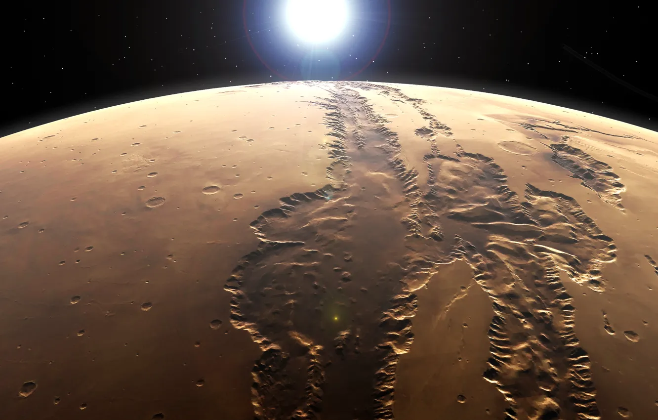 Фото обои поверхность, Марс, система каньонов, Долины Маринер