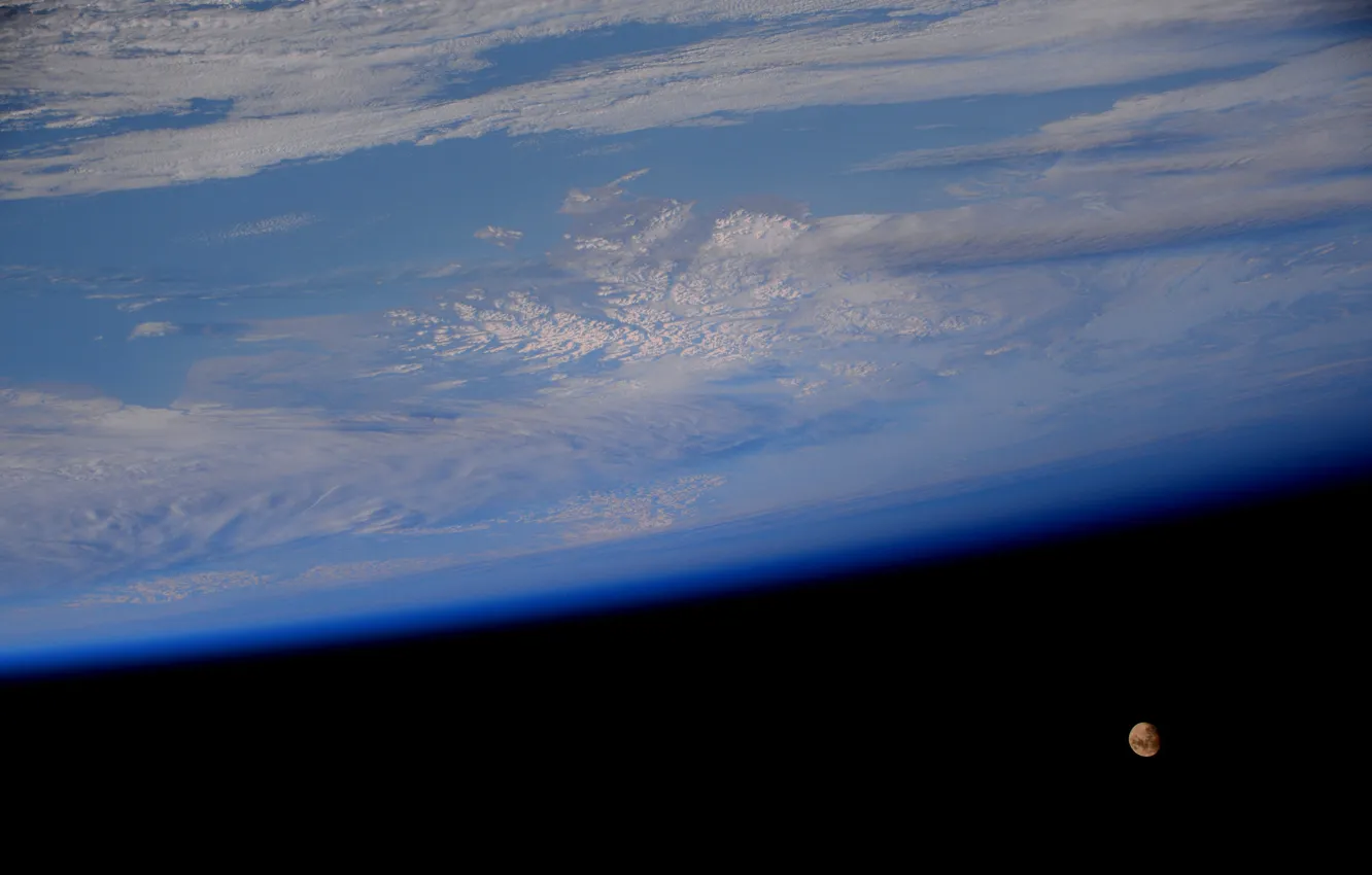 Фото обои космос, луна, Аляска, МКС