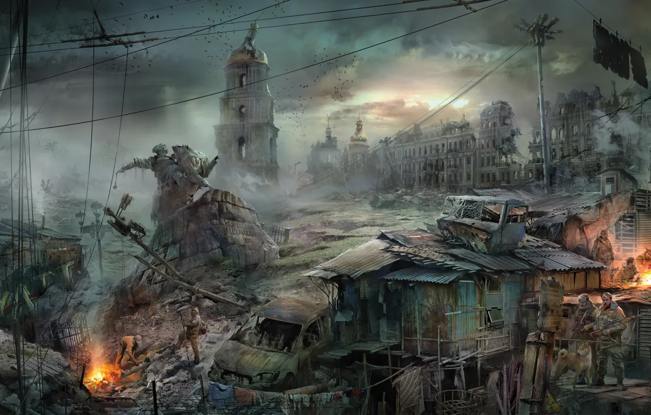 Фото обои город, апокалипсис, арт, конец света, пустош, Богдан