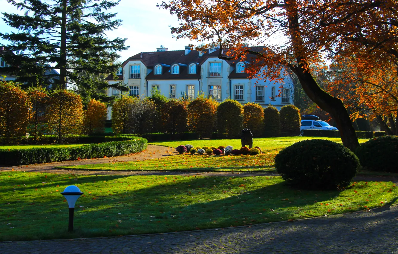 Фото обои house, park, autumn