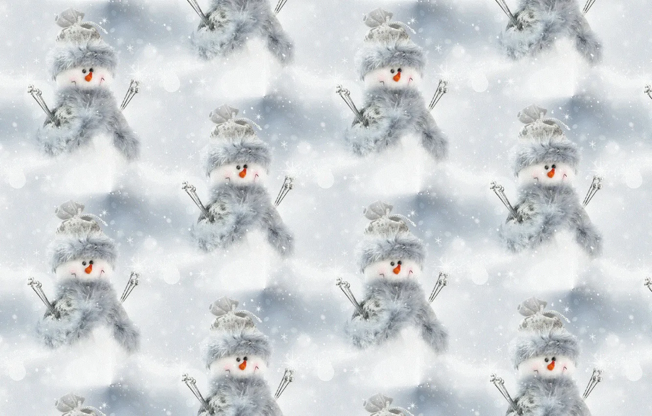 Фото обои фон, праздник, текстура, Новый год, снеговик