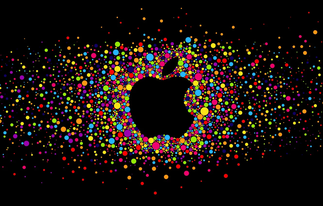 Фото обои круги, чёрный, apple, яблоко, black, fon, circle
