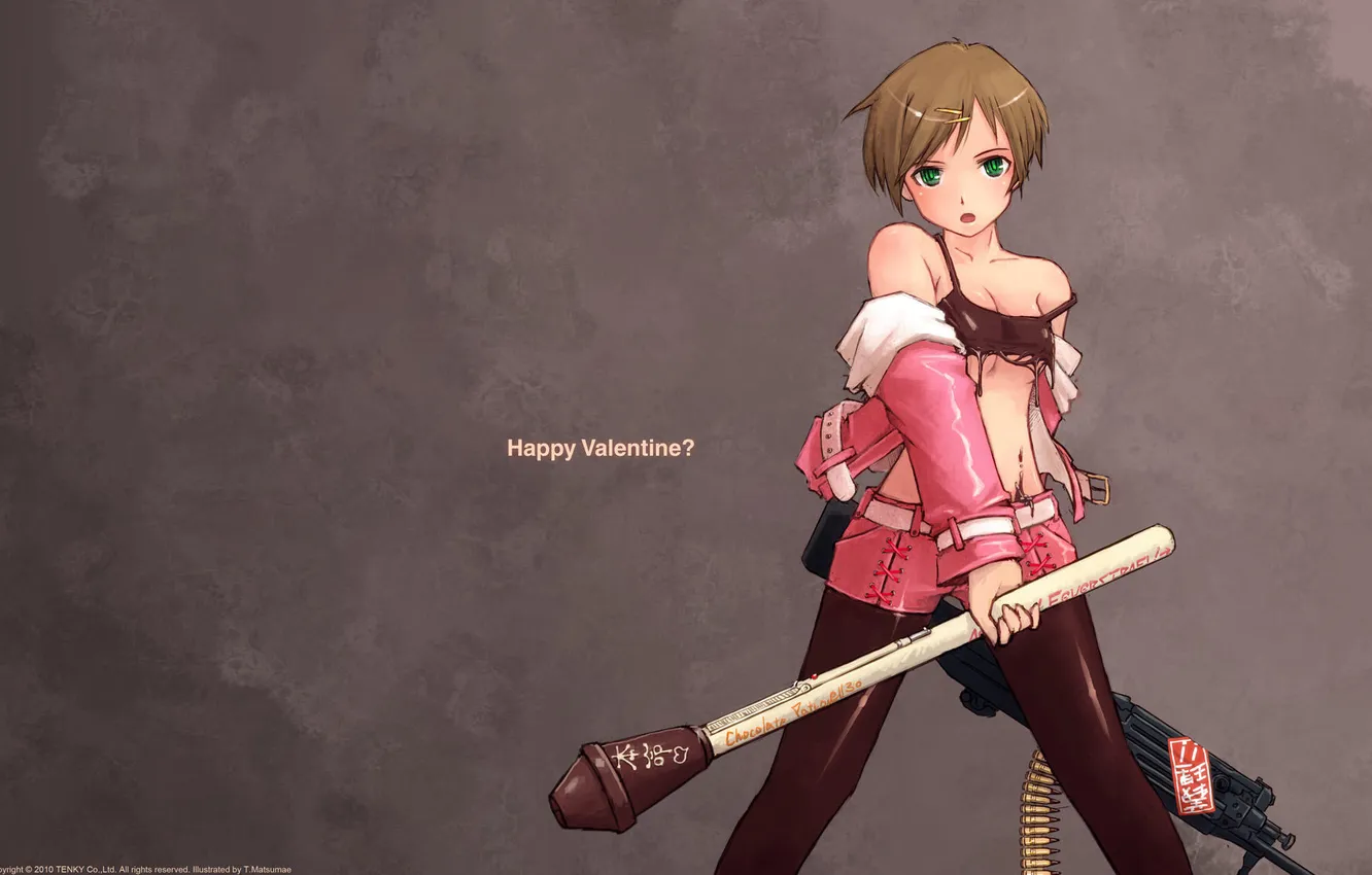 Фото обои оружие, девочка, кавай, святой валентин