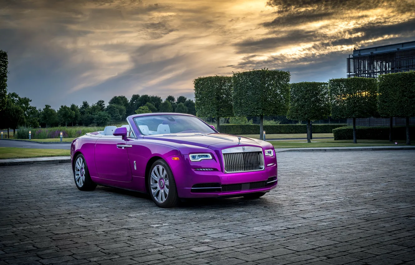 Фото обои авто, небо, деревья, вечер, Rolls-Royce, Cabriolet, шикарный, Luxury
