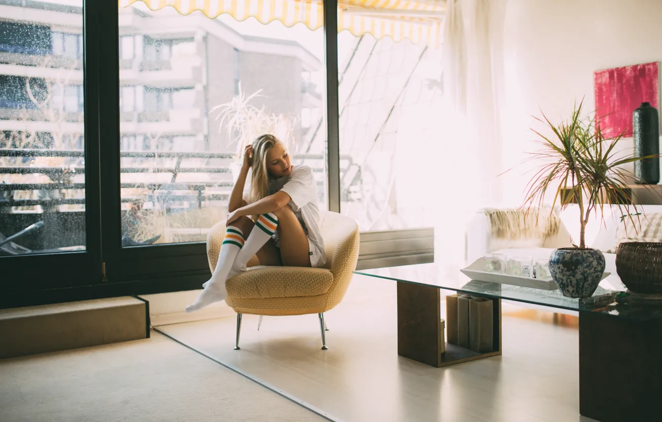 Фото обои девушка, комната, окно, Alex Haala