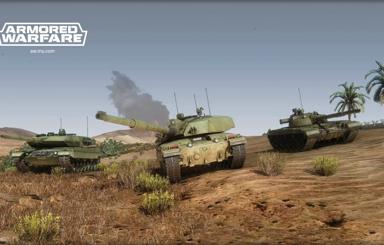 Фото обои пустыня, танки, challenger 2, т-80, armored warfare, leopard 2A5