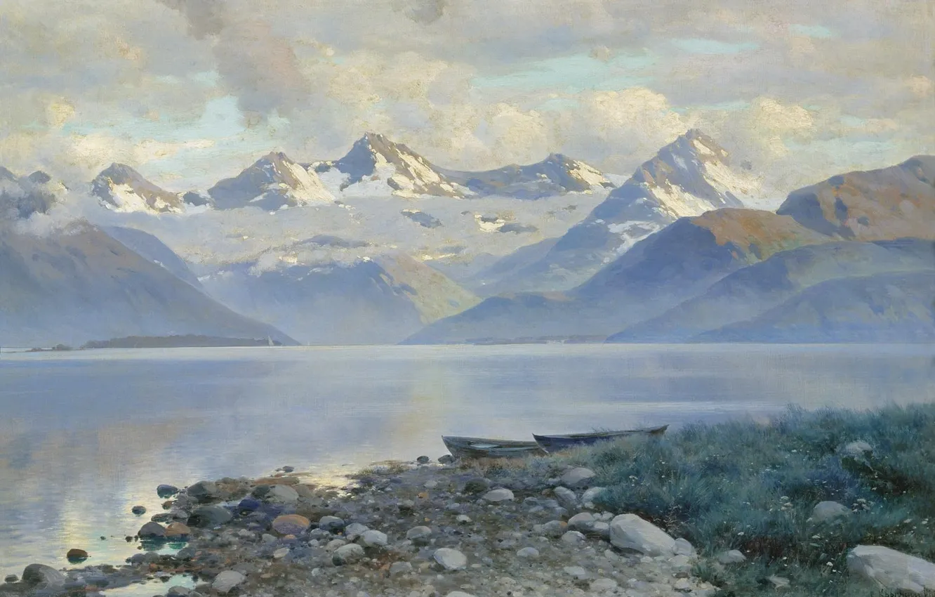 Фото обои картина, Крыжицкий, Озеро в горах