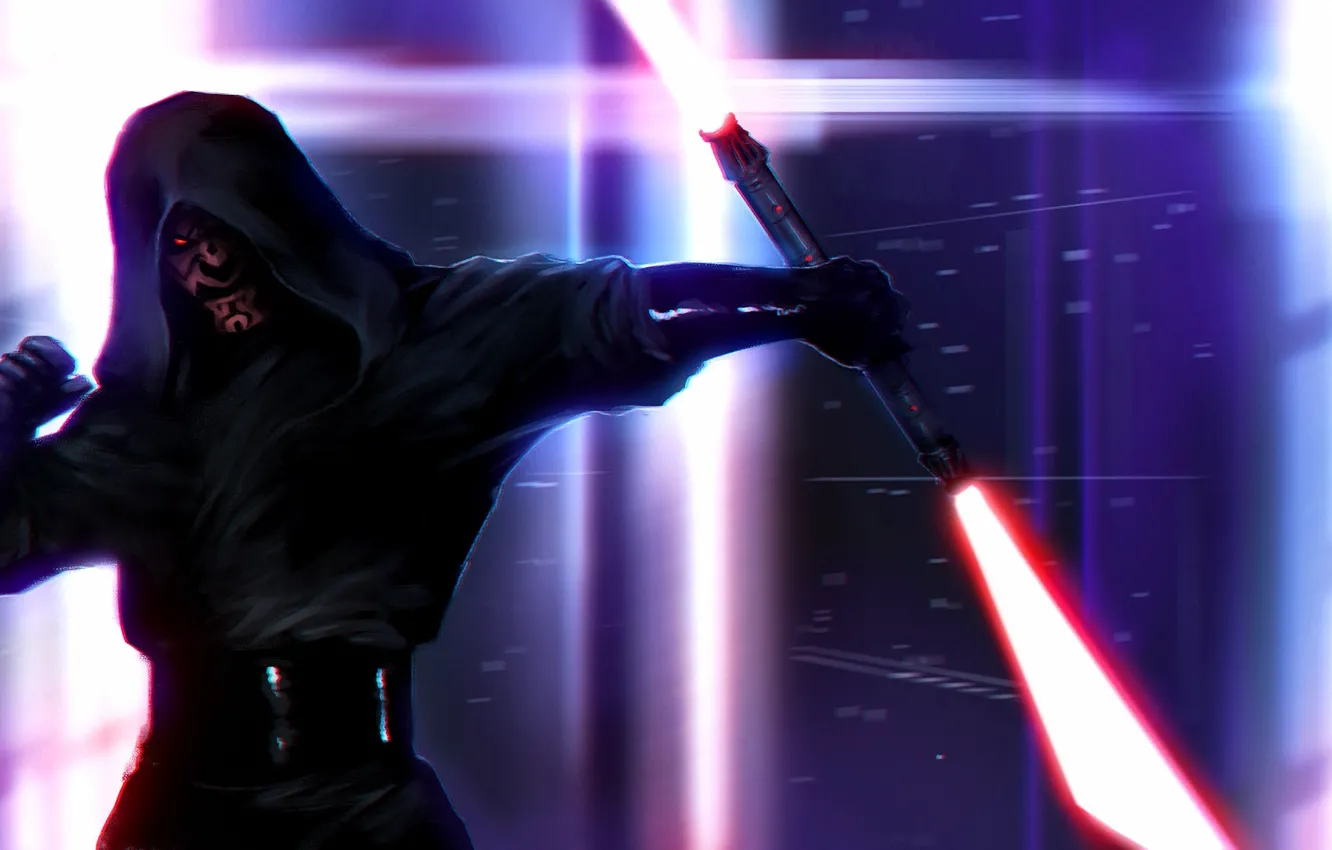 Фото обои злодей, star wars, Darth Maul, lightsaber, sith