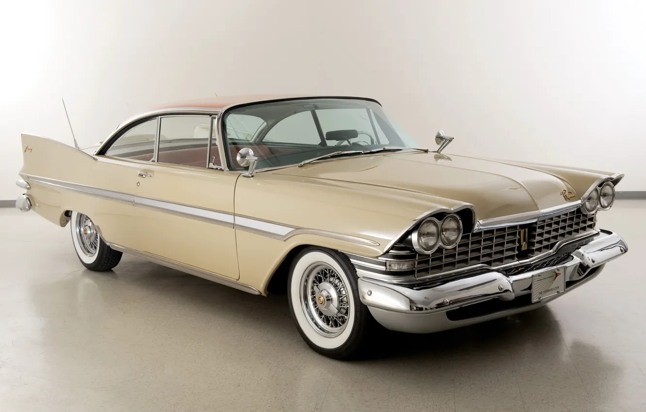 Фото обои ретро, автомобиль, Coupe, Plymouth, плимут, Hardtop, 1959, Fury