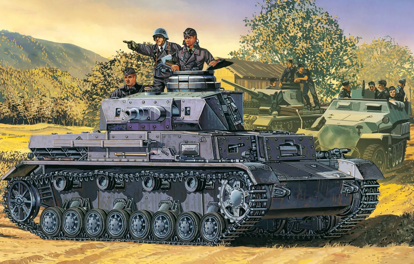 Фото обои рисунок, арт, PzKpfw IV, Panzerkampfwagen IV, T‑IV, Pz. IV, немецкий средний танк периода Второй мировой …