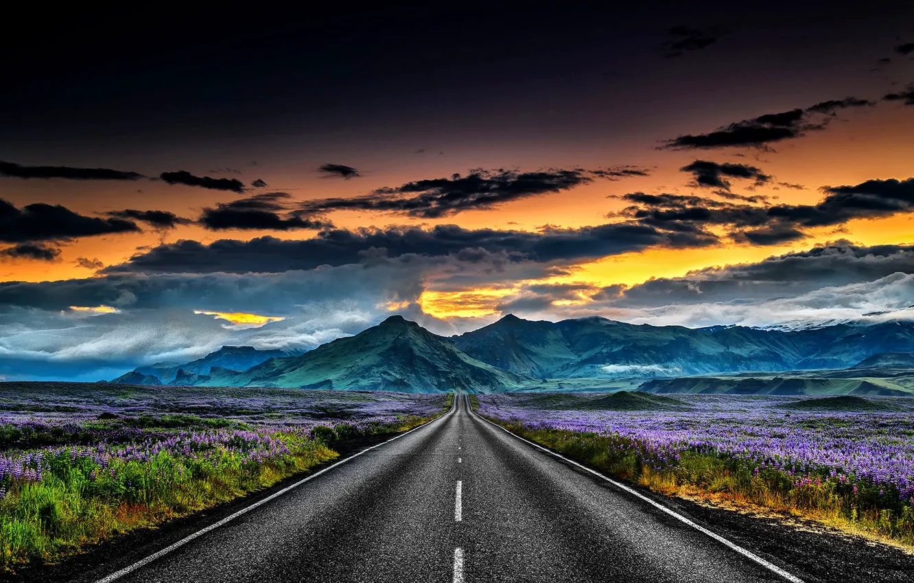 Фото обои Landscapes, Iceland, Road