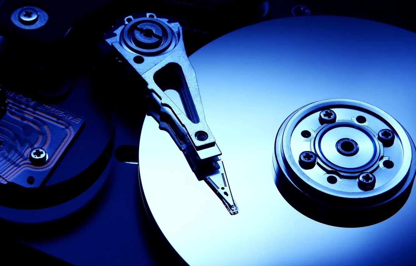 Фото обои HDD, считывающая головка, Жёсткий диск, магнитные диски