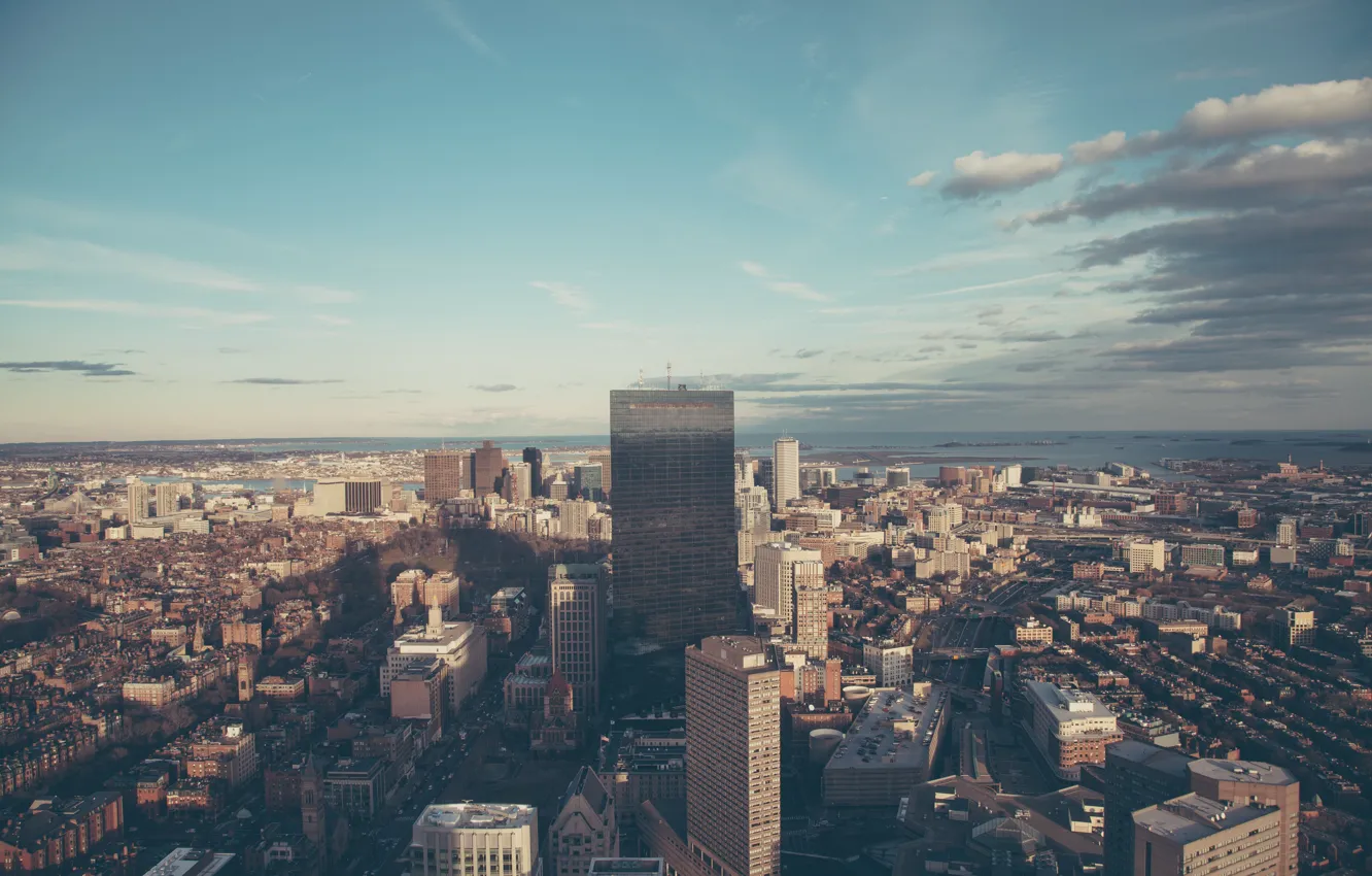 Фото обои небо, облака, город, здания, дома, небоскребы, Бостон, Boston
