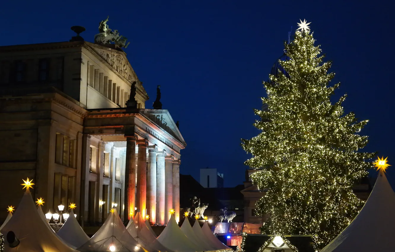 Фото обои Германия, площадь, Рождество, Берлин, ярмарка, Жандарменмаркт