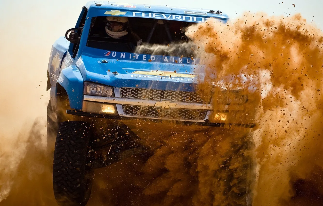 Фото обои песок, Chevrolet, Truck, Trophy, Silverado