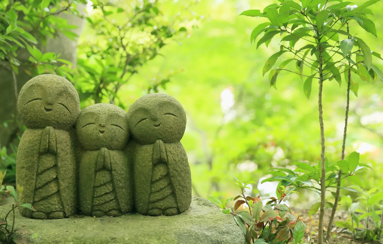 Фото обои Япония, храм, Japan, статуи, Jizo statues, Камакура, Hase-dera Temple, Kamakura