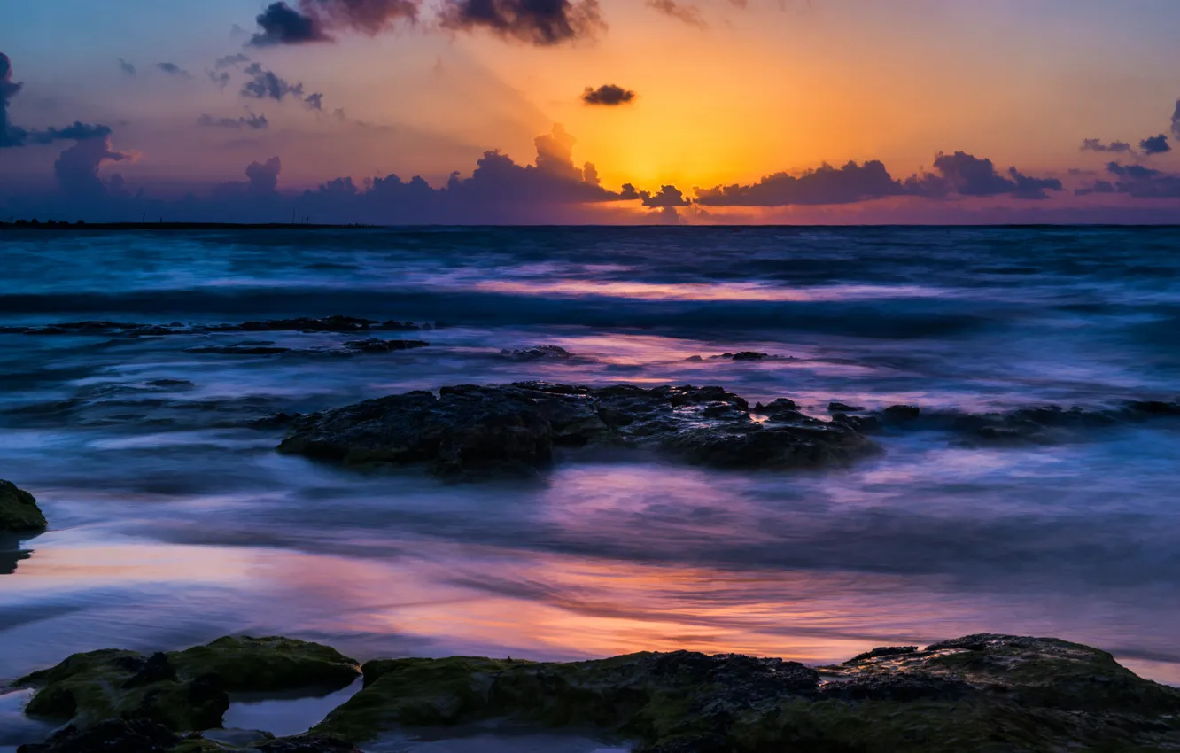 Фото обои закат, Mexico, Akumal Beach