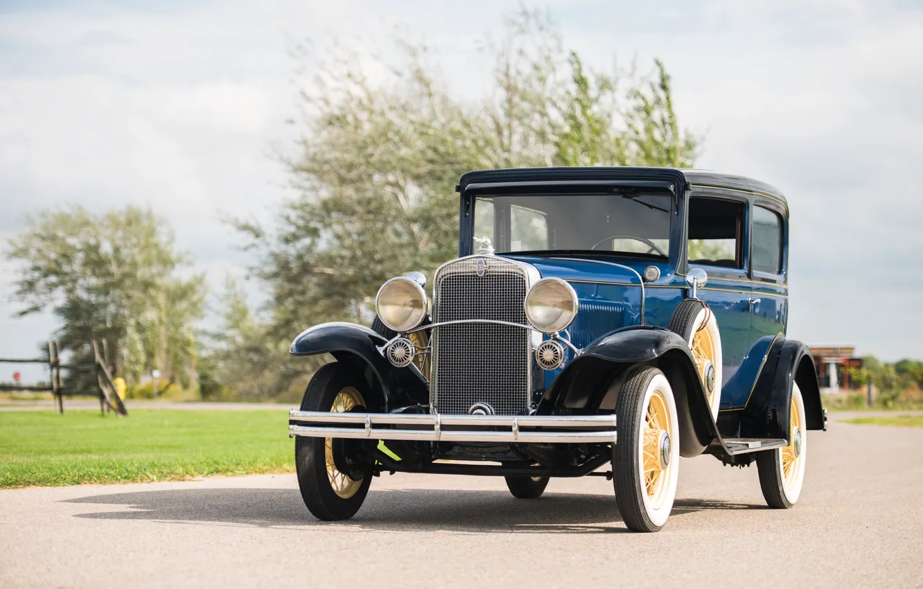 Фото обои Синий, Chevrolet, Ретро, Автомобиль, 1931, Coach, Металлик, Independence
