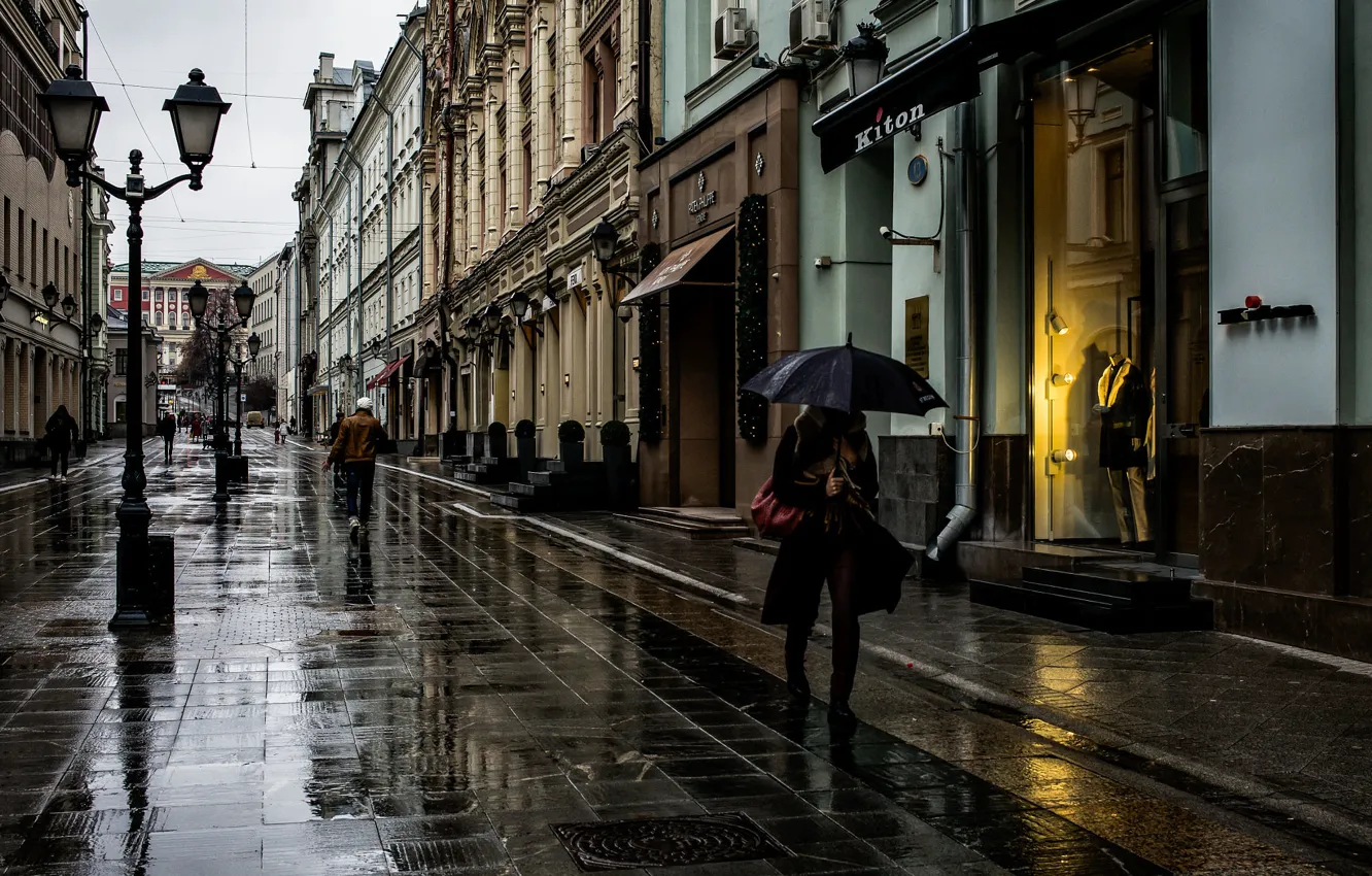 Фото обои улица, Москва, прохожие