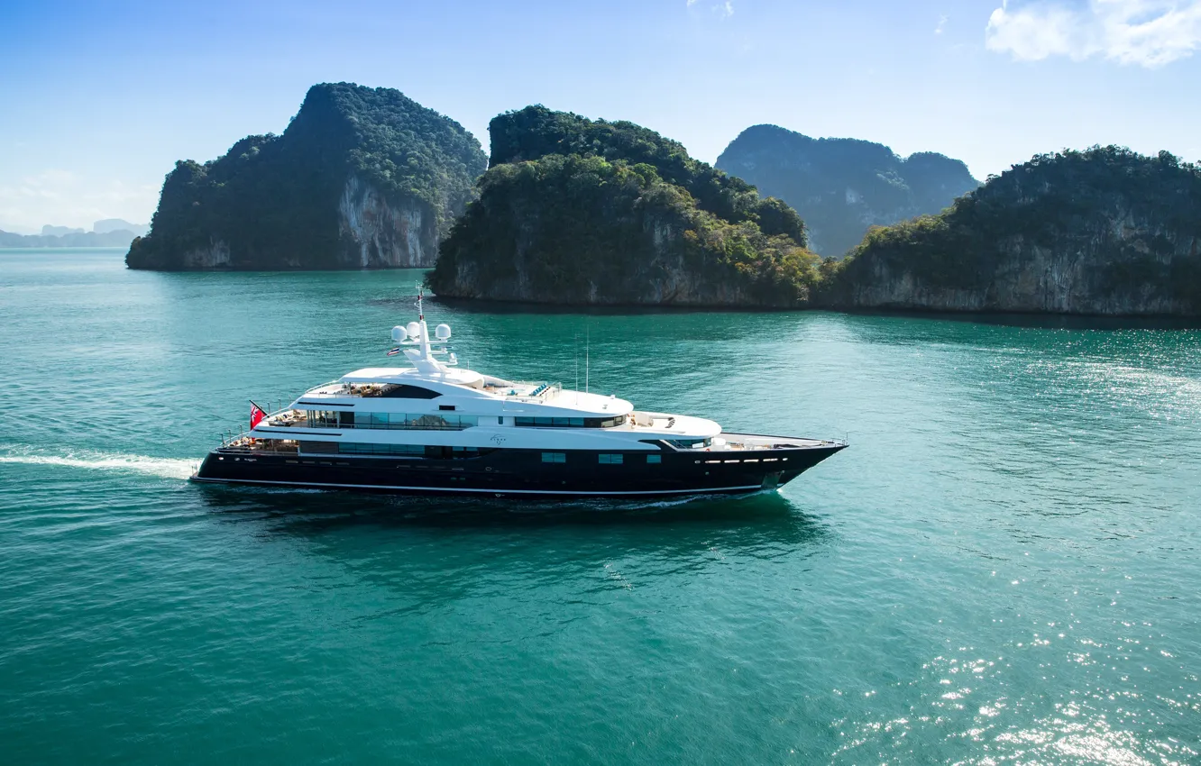 Фото обои океан, побережье, яхта, Сингапур, Singapore, luxury yacht, Yacht Show 2019